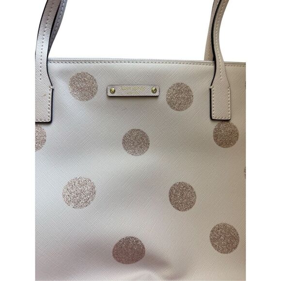 Kate Spade Hani Haven Lane Womens Pink Glitter Dot Saffiano Leather Tote Bag - Picture 5 of 13